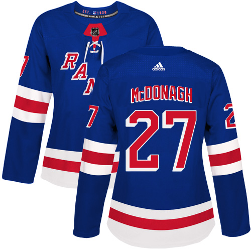 Adidas New York Rangers #27 Ryan McDonagh Royal Blue Home Authentic Women Stitched NHL Jersey